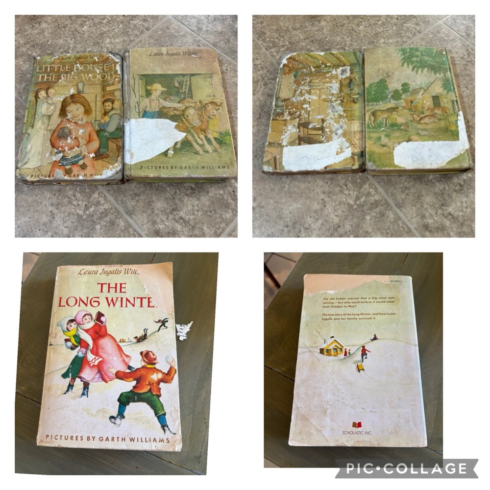 3 discarded library hardback/paperback Laura Ingalls Wilder 1953,1961 books